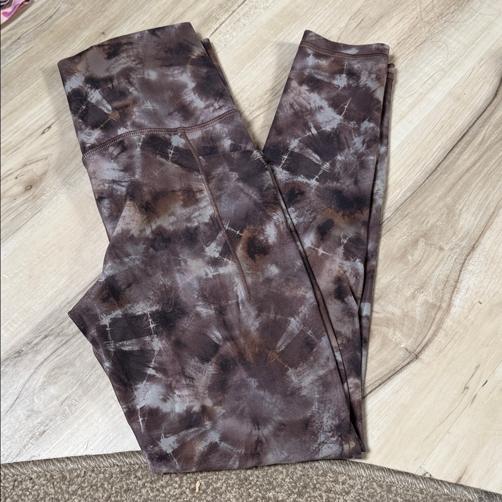 Athleta Brown Tie-Dye Leggings